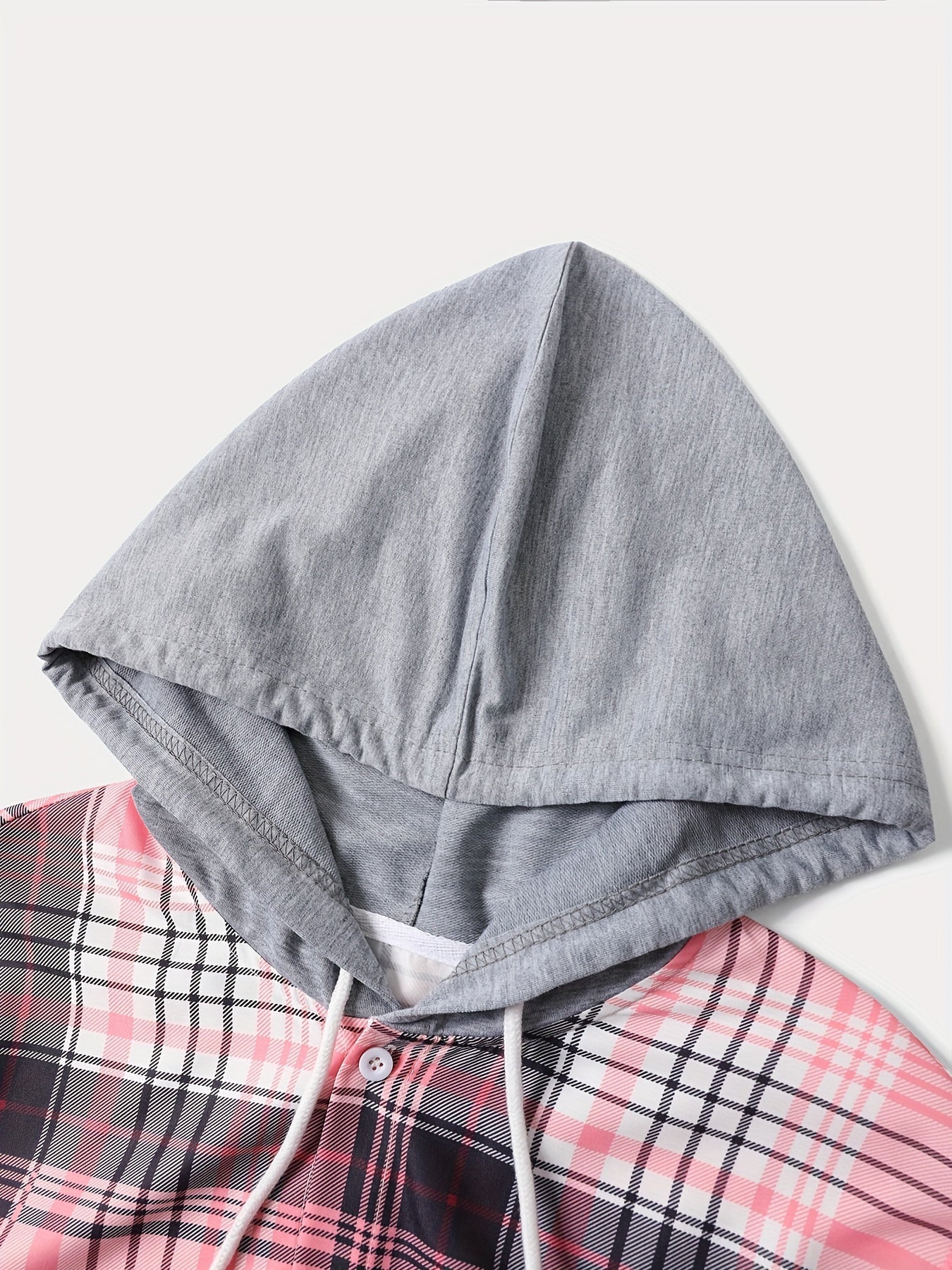 Men's Plaid Long Sleeve Hooded Shirt - Stretch