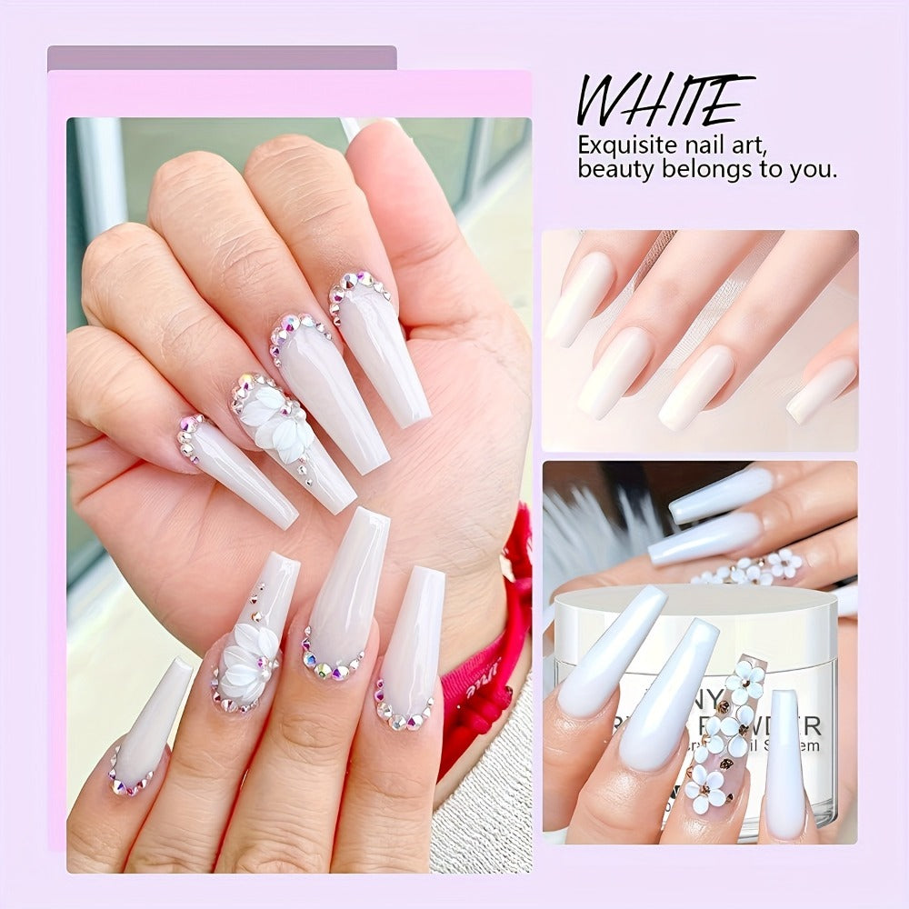 Acrylic Nail Powder 4oz Professional Polymer Powder Clear Pink White Nude Colors for Nail Extensions 3D Nail Art Sculpting & Overlay - No Lamp Required DIY Home Salon Formula