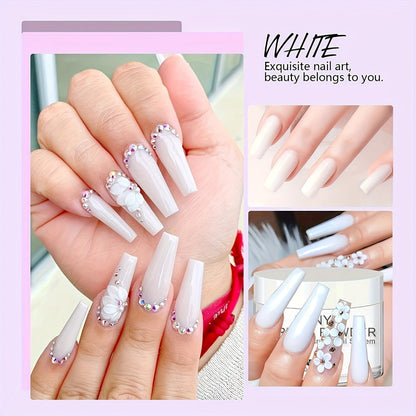 Acrylic Nail Powder 4oz Professional Polymer Powder Clear Pink White Nude Colors for Nail Extensions 3D Nail Art Sculpting & Overlay - No Lamp Required DIY Home Salon Formula