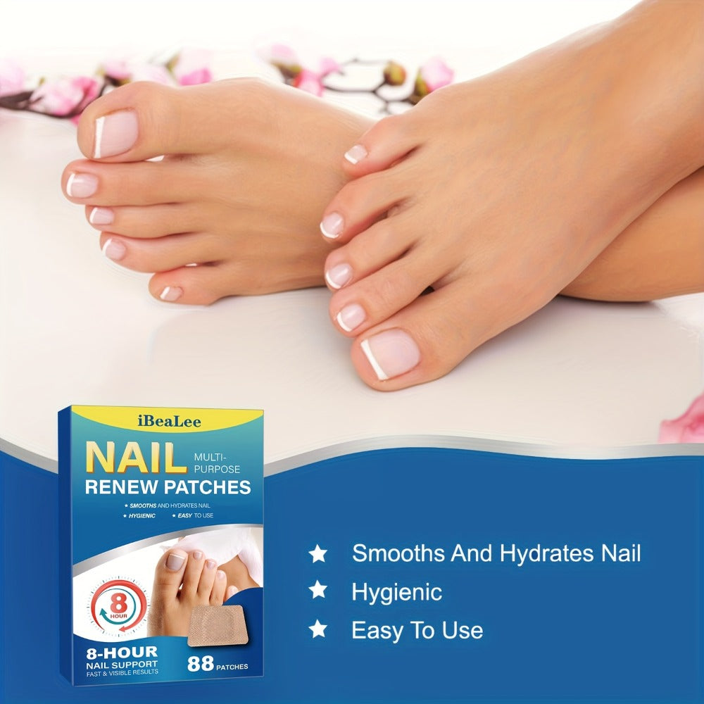 Nail Repair Patches 88Pcs – Protective Nail Strengthening Stickers for Fragile, Thin, Cracked Toenails & Fingernails | Works for Men & Women, Easy Peel-and-Stick Nail Care Treatment