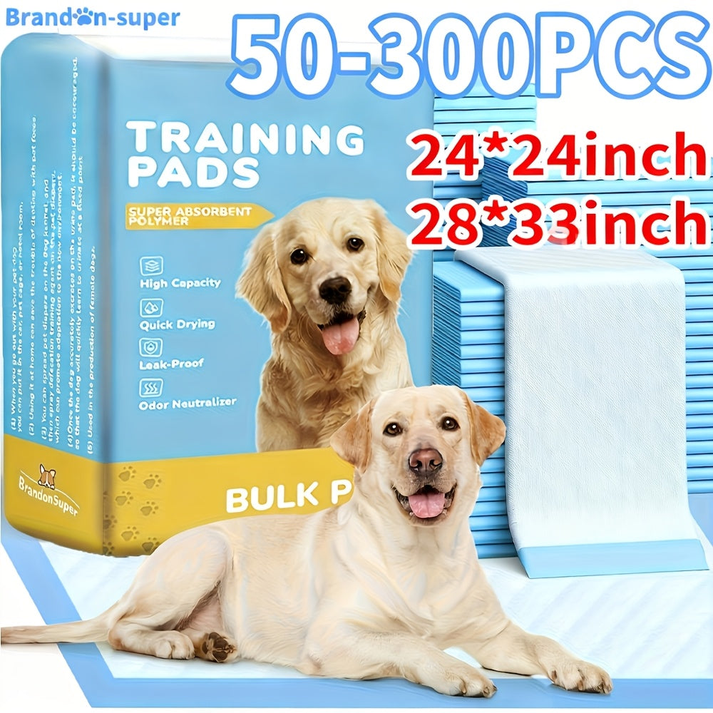 Dog Potty Pads Ultra Absorbent 6-Layer Thick – Mess-Proof Backing for Home, Travel & Camping, 300% Thicker for Active Dogs, 50 / 101 / 200 Pads (23.62" or 28x34 Inch)