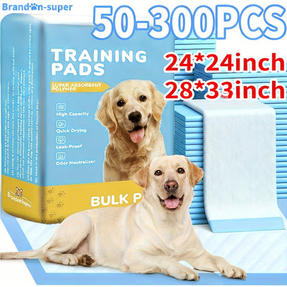 Dog Potty Pads Ultra Absorbent 6-Layer Thick – Mess-Proof Backing for Home, Travel & Camping, 300% Thicker for Active Dogs, 50 / 101 / 200 Pads (23.62" or 28x34 Inch)