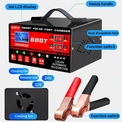 Smart Battery Charger 12V/24V with Pulse Repair & LCD Screen – Trickle Charger & Maintainer for Car, Truck, Motorcycle, Boat, Lawn Mower, Temperature Regulated