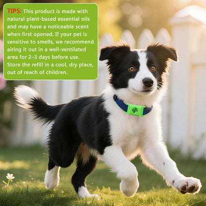 Flea & Tick Repellent Tag for Dogs - Natural Peppermint Essential Oil Capsules, 24/7 Chemical-Free Protection for Indoor & Outdoor Use, Pet-Safe Collar Tag with Refills