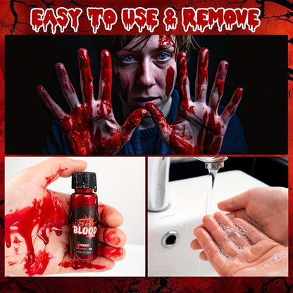 Fake Blood Makeup Kit 3pcs SFX Paste with Brush – Realistic Fresh Dark & Old Blood Special Effects Makeup for Halloween Zombie Vampire Cosplay Theater & Film