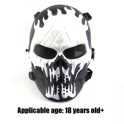 Skeleton Mask Halloween Costume Polyester Black White Camouflage Design for Adults Ages 18+ – Outdoor Cycling Cosplay Themed Party Role Play Accessory, Silvery Grey
