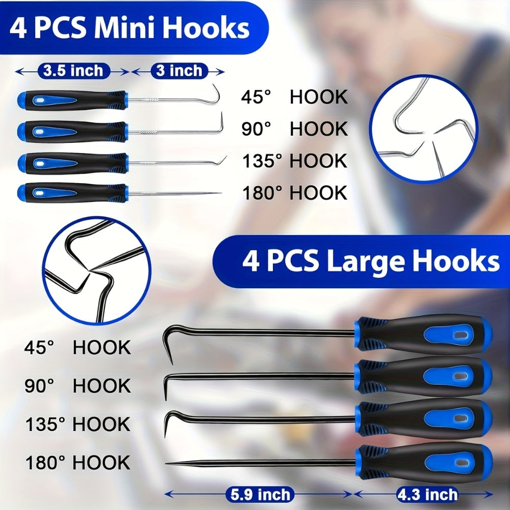 Auto Trim Removal Tool Kit 17pcs with Pry Tools Picks Metal Scraper Magnetic Telescopic Pickup Non-Slip Clips for Car Door Panel Dash Interior Bicycle Maintenance