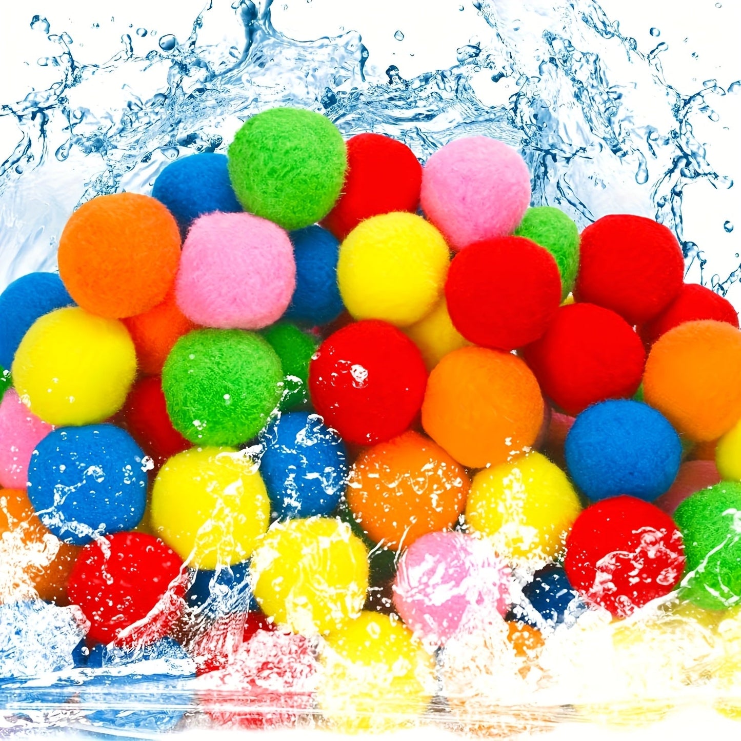 Reusable Water Balloons 36 Pack with Sponge Balls – No-Tie Refillable Water Bomb Set for Pool Party, Backyard Summer Fun & Kids Outdoor Games, Includes Storage Mesh Bag, Great Summer Gift for Children