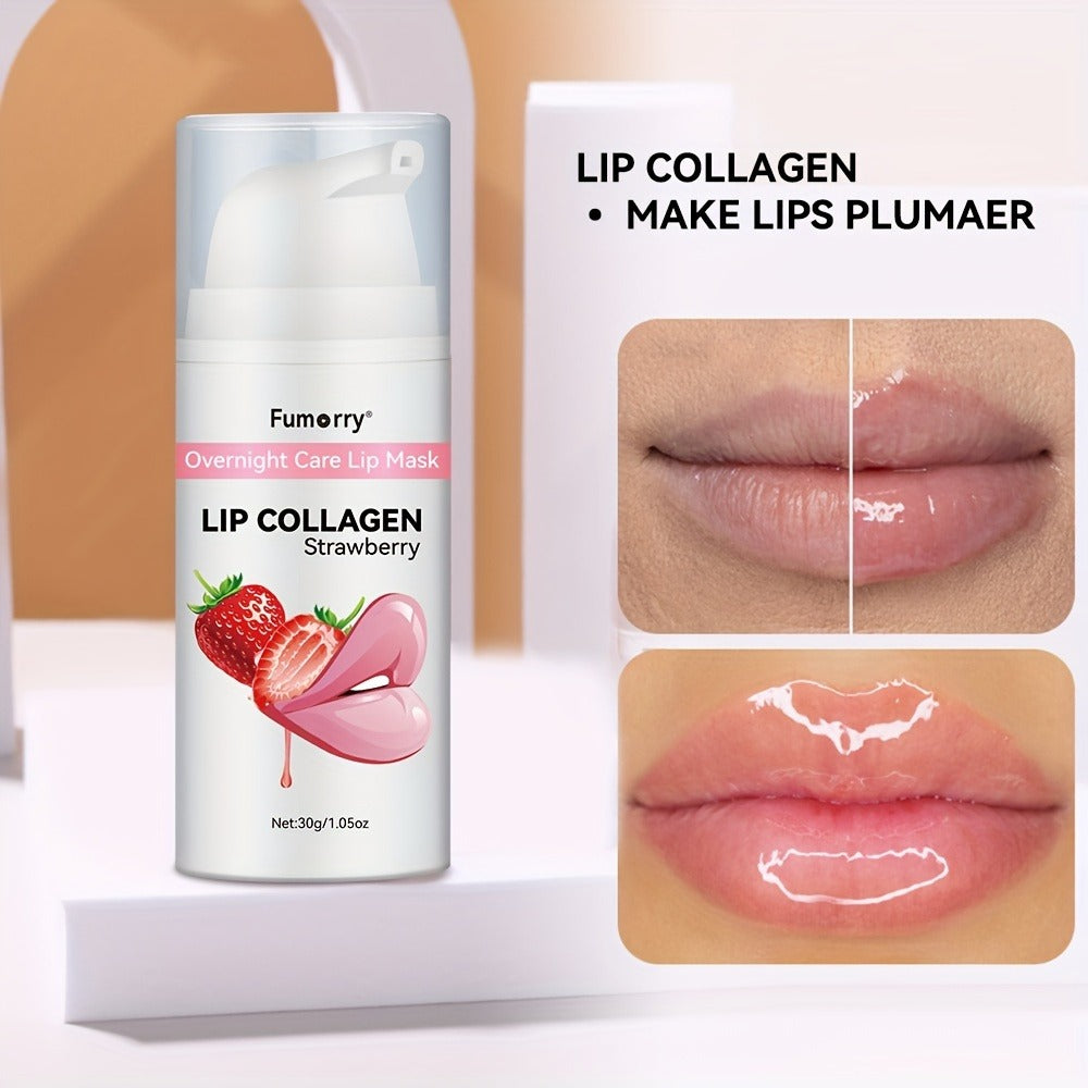 Collagen Lip Mask Overnight Plumping 30g — Moisturizing Repair Treatment for Dry Cracked Chapped Lips Night Care Revitalizing Softens Protects Firms Lip Skin Women 1.05oz