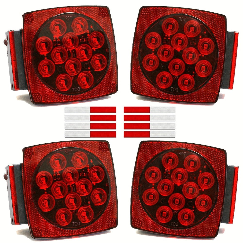 12V LED Trailer Tail Lights Kit - Stop, Turn Signal, Brake & License Plate Light for Trailers Under 80" - Boat, RV, Camper, Truck