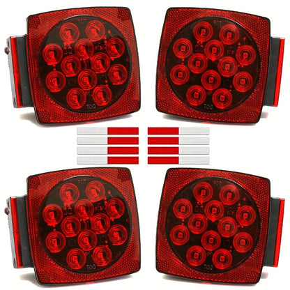 12V LED Trailer Tail Lights Kit - Stop, Turn Signal, Brake & License Plate Light for Trailers Under 80" - Boat, RV, Camper, Truck