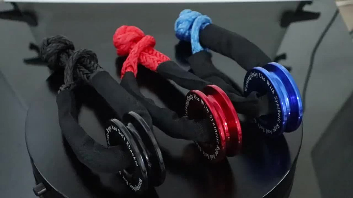 41000lbs Winch Rope Synthetic Soft Shackle Or Recovery Ring Set Rugged Shackles W/ Protective Sleeve for ATV UTV SUV Truck Off-Road Vehicle