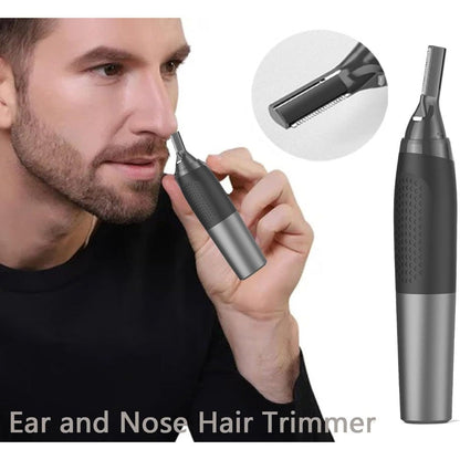 Rechargeable Eyebrow & Nose Ear Hair Trimmer for Men – Electric Detail Trimmer for Neckline Sideburns Eyebrows & Ear Hair, Cordless Grooming Tool for Men's Facial Hair, Grey