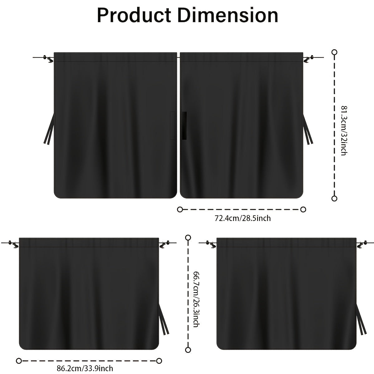 4pcs Car Privacy Curtain Set, Oxford Material, with Rear Seat and Side Window Drapes, Storage Pockets for Sedans and SUVs, Car Curtains