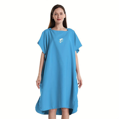 Quick-Dry Surf Poncho Towel Robe - Microfiber Beach Wrap with Shark Graphic, Super Absorbent Changing Robe for Swimming, Surfing & Travel, One Size Fits All, Machine Washable