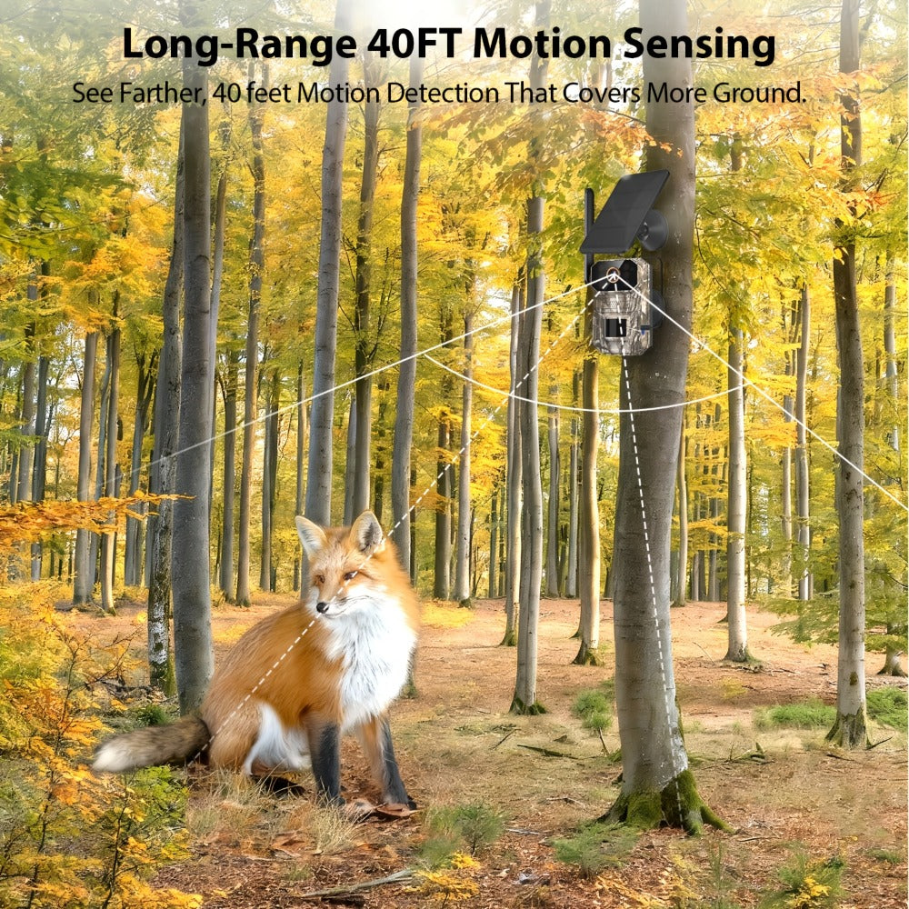 4G LTE Cellular Trail Camera with Solar Panel – 4K Wildlife Monitoring Camera, PIR Motion Sensor, Infrared Night Vision, Two-Way Voice, Remote Access, No WiFi Required, for Hunting & Security (Camo/Brown)