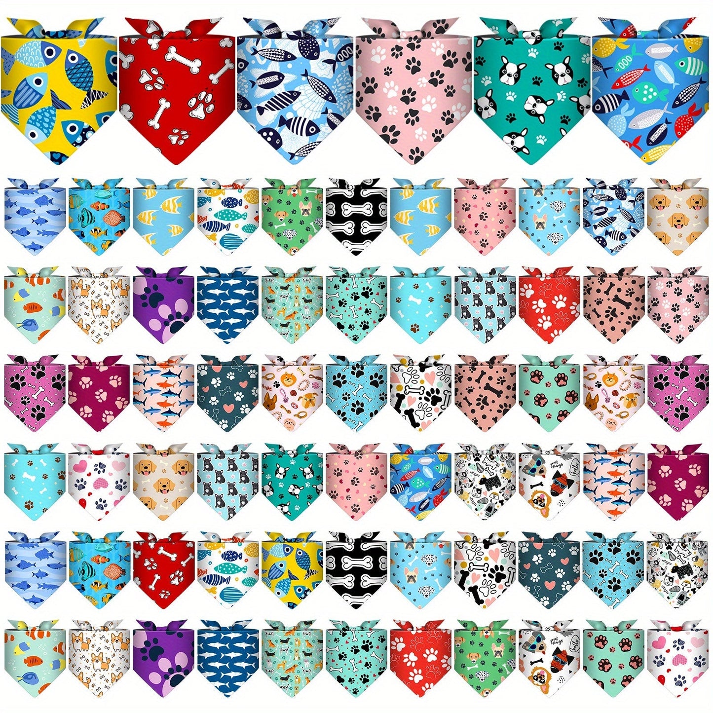 Dog Bandanas Bulk 72-Pack Triangle Scarf Bibs for Dogs – Adjustable Pet Costume Accessories for Small Medium Large Dogs, Cats & Puppies, Assorted Colors & Patterns, One Size Fits Most