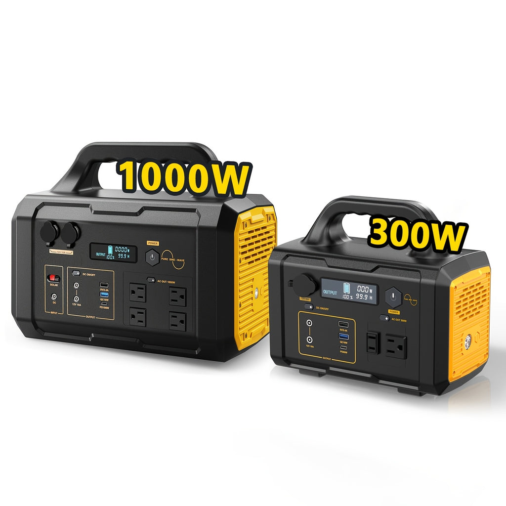 300W/1000W Portable Power Station, 299Wh/1024Wh Solar Generator with AC Qutlet/2 DC Ports/3 USB Ports Backup Battery/Power Supply for Qutdoor Trip RV Camping Emergency Survival Gear Travel Hunting Fishing Emergency (Excluding Solar Panels)