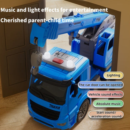 Inertia Crane Truck Toy for Kids - Large Engineering Vehicle with Telescopic Arm, Interactive Track & Double Doors, Construction Toy for Boys Ages 3+, Birthday Christmas Easter Gift