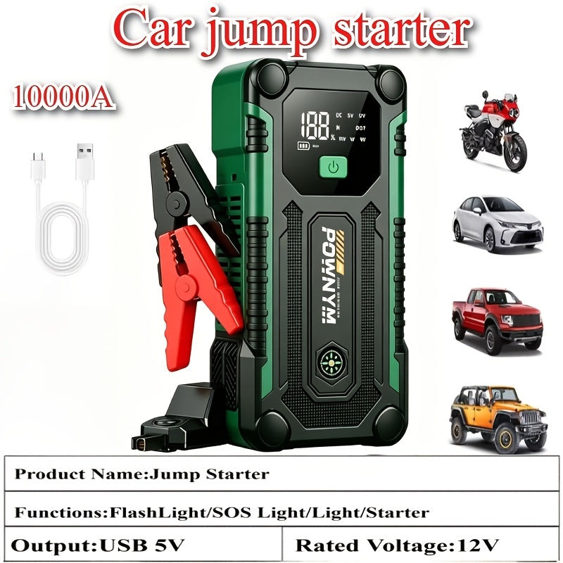 10000A/13000A 9-In-1 Multi-Functional Emergency Jump Starter with Air Pump+10000A Single Start Power Supply 150PSL Portable Car Battery Starter, Portable Vehicle Battery Charger, Suitable for 2.64-Gallery Gasoline Or 2.38-Gallery Diesel Batteries