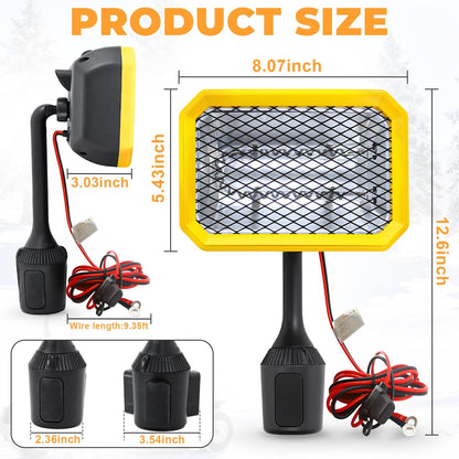 400W Electric Golf Cart Heater Carbon Fiber Fast Heating 360° Adjustable Angle Battery Powered Portable Heater with Cup Holder Adapter Compatible with 48V Golf Cart Systems Golf Cart Accessories