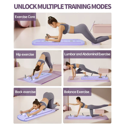 Foldable Pilates Board 8-in-1 with Resistance Bands – Anti-Slip Yoga Push-Up Board for Core Strength, Balance, Fat Burning & Full Body Home Gym Training