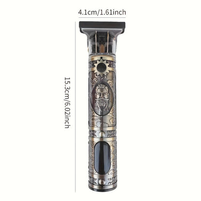 Retro T-Blade Wireless Hair Clipper for Men — Vintage Design Electric Trimmer Set with LED Display USB Charging Multiple Accessories, T9 T10 Models Bronze Gold Black, Grooming Gift for Him