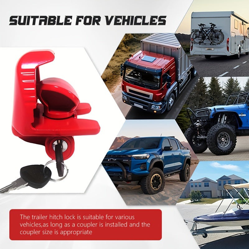 Tow Hitch Lock, 1pc/2pcs Heavy-duty Trailer Lock, Universal Size, Compatible with 1/8-inch, 2-5/16-inch, And 2-ball Hitch Locks, Adjustable Design, Made Of High-quality Aluminum Alloy, Rust- And Corrosion-resistant, Tamper-proof And Cut-resistant