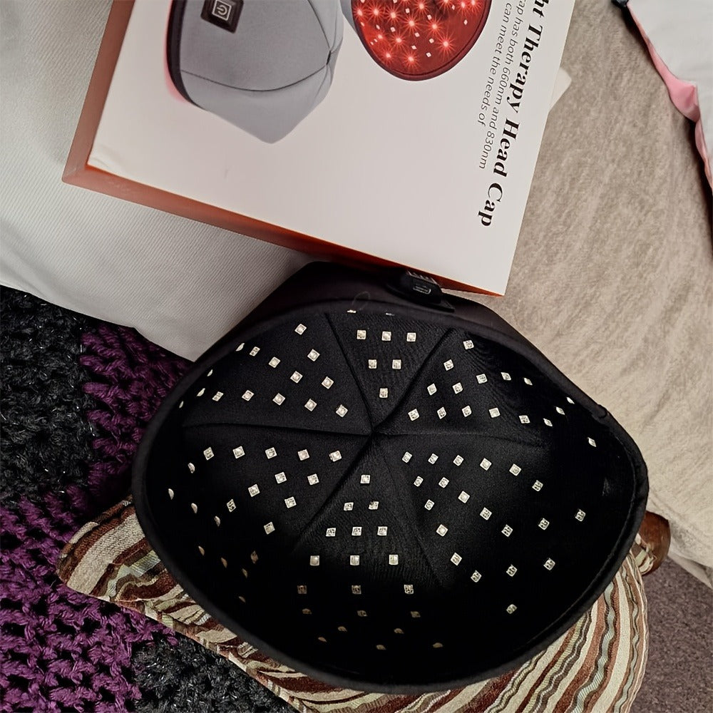 Red Light Therapy Cap for Hair Growth & Scalp Care – 120 LEDs, 630nm Red Light & 820nm Near Infrared, Wearable LED Hair Therapy Helmet, Father's Day Gift for Men & Women, Black & Gray