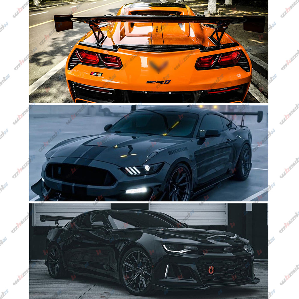 57 Inch Universal Rear Trunk Spoiler Wing GT Style ABS Racing Car Spoiler Compatible with Sedan Coupe Hatchback Wide Adjustable Rear Spoiler Wing Matt Black/ Glossy Black/ Carbon Fiber
