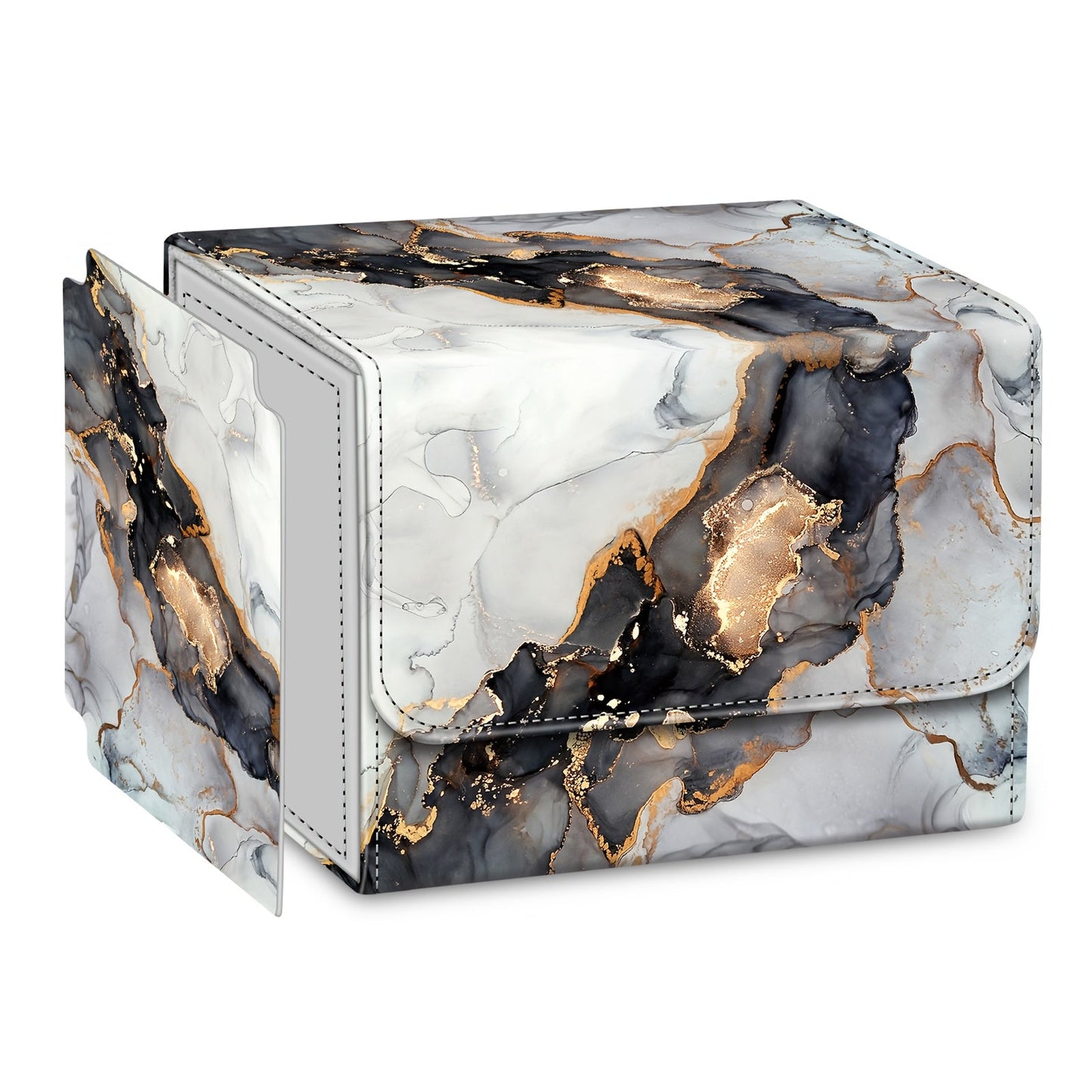 Magnetic Card Storage Box 180+ Cards MTG TCG CCG – Premium PU Leather Deck Box with Magnetic Closure, Built-In Divider, Marble & Starry Sky Colors for Trading Card Collectors & Players