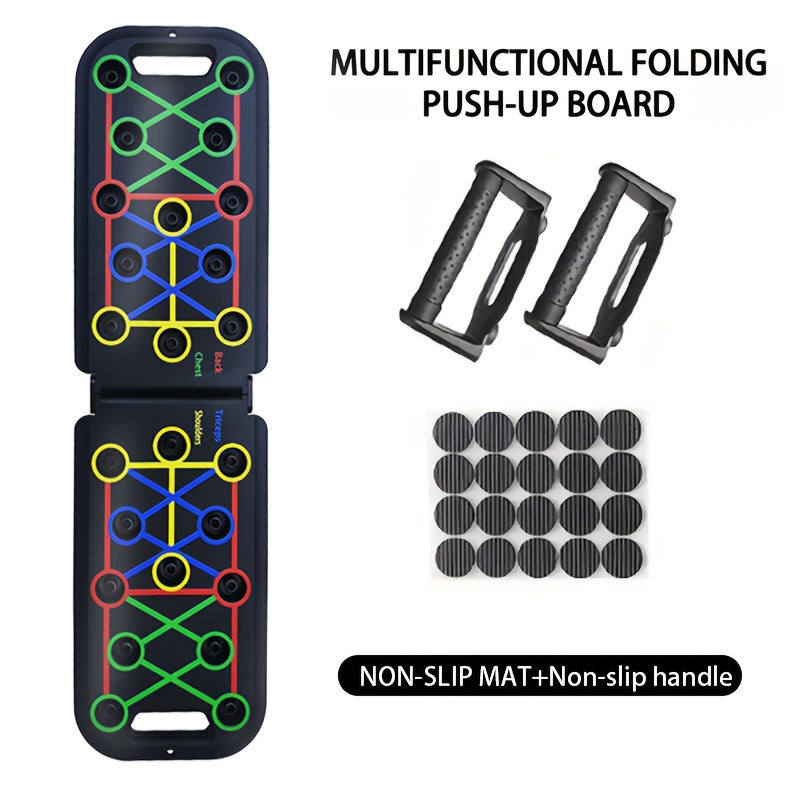Push Up Board Multifunctional Color-Coded Chest Workout System, Adjustable Home Gym Equipment for Chest, Shoulders, Triceps & Back Strength Training, Lightweight Durable Frame with Resistance Bands & Pull Ropes