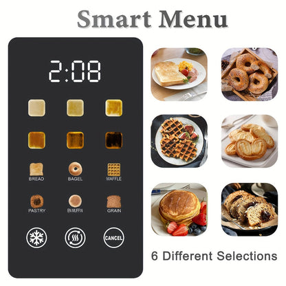 Stainless Steel Toaster 2 Slice with LED Display & Extra Wide Slots – 6 Shade Settings, Defrost Reheat Cancel Functions, Removable Crumb Tray, Compact Design for Bagels, Waffles & Bread