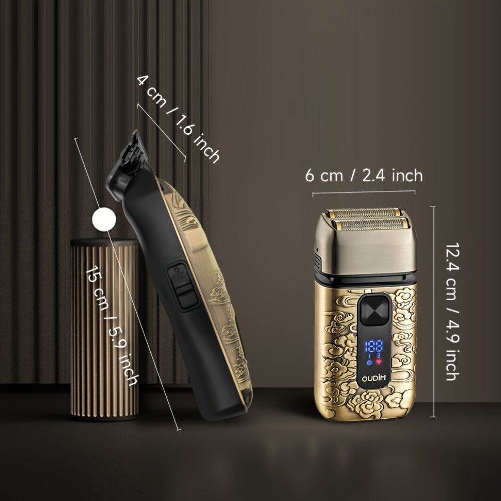 Cordless Electric Foil Shaver Grooming Kit for Men with Barber Shears Beard Mustache Trimmer Bald Head Razor Haircutting Set Father's Day Birthday Gift for Dad Husband
