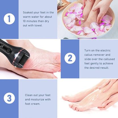 Electric Pedicure Foot File 10-in-1 Kit – Rechargeable with Digital Display, 3 Roller Heads, Dead Skin & Hard Skin Remover for Men & Women