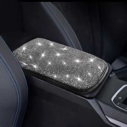 Bling Car Interior Accessories Set for Women 30-Piece – Steering Wheel Cover Universal 15 Inch, Seat Belt Covers, Armrest Cover & Gear Shift Cover, Woven Glitter Car Décor Kit