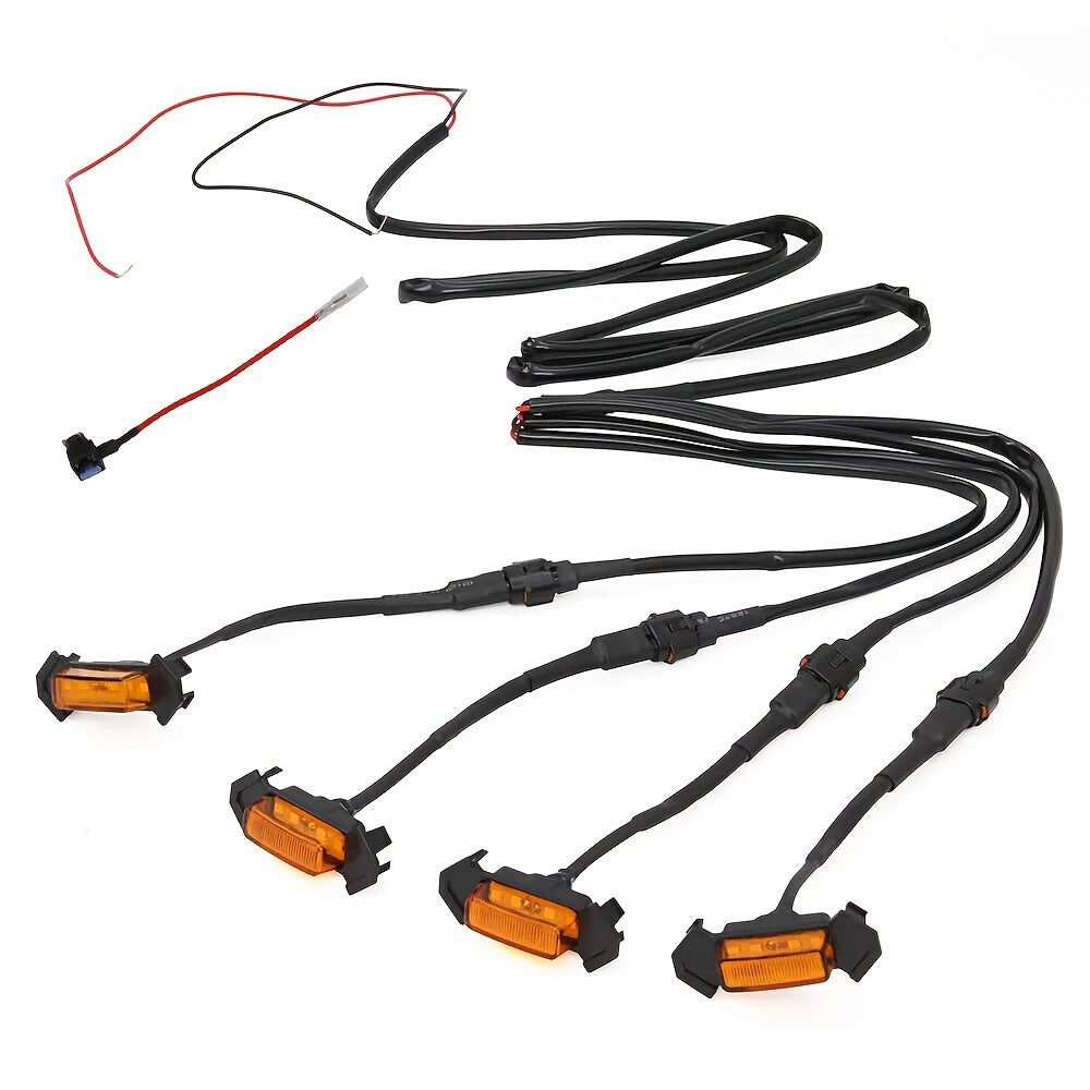 4pcs LED Amber Off-Road Vehicle Lights, LED Grille Lights Set of 4, Amber Accent Lighting Kit for Vehicle Front Grill, 12V Hardwired Automotive Decoration Lights, Universal Fit with LED Source, No Battery Required