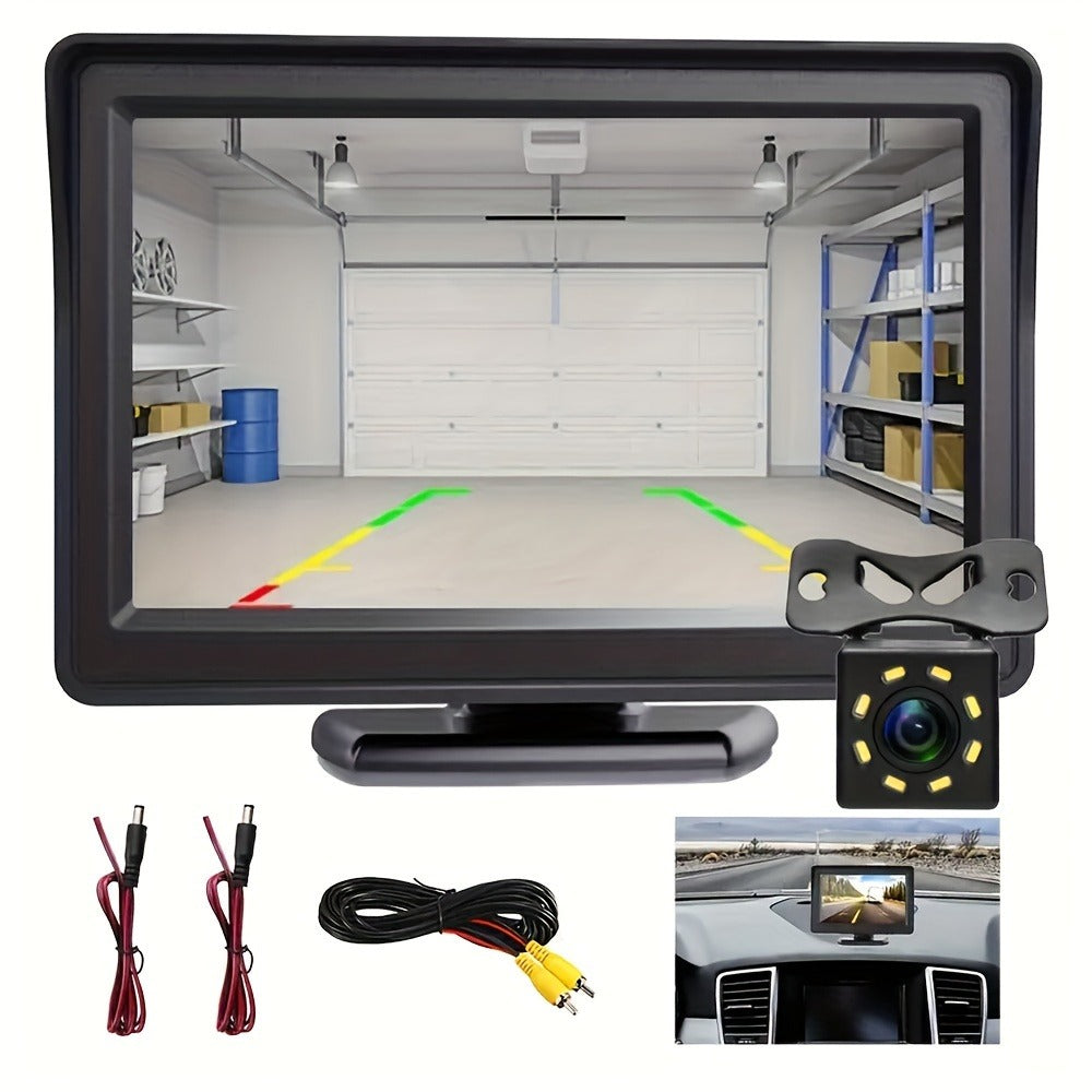 Backup Camera Kit with 4.3 Inch Monitor – 8 LED HD Night Vision Reversing Camera | 1080p Wide Angle | USB Powered | for Car, Truck, SUV & Pickup