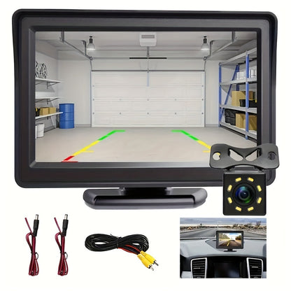Backup Camera Kit with 4.3 Inch Monitor – 8 LED HD Night Vision Reversing Camera | 1080p Wide Angle | USB Powered | for Car, Truck, SUV & Pickup
