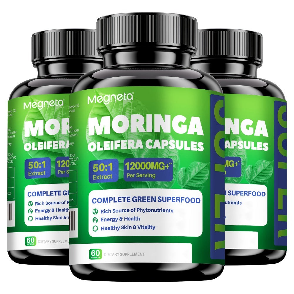 Moringa Capsules 12000mg Organic Superfood Supplement - Antioxidant, Immune Support, Skin Health & Natural Energy for Women & Men - Stimulant-Free Green Superfood Daily Capsules 60-180 Count