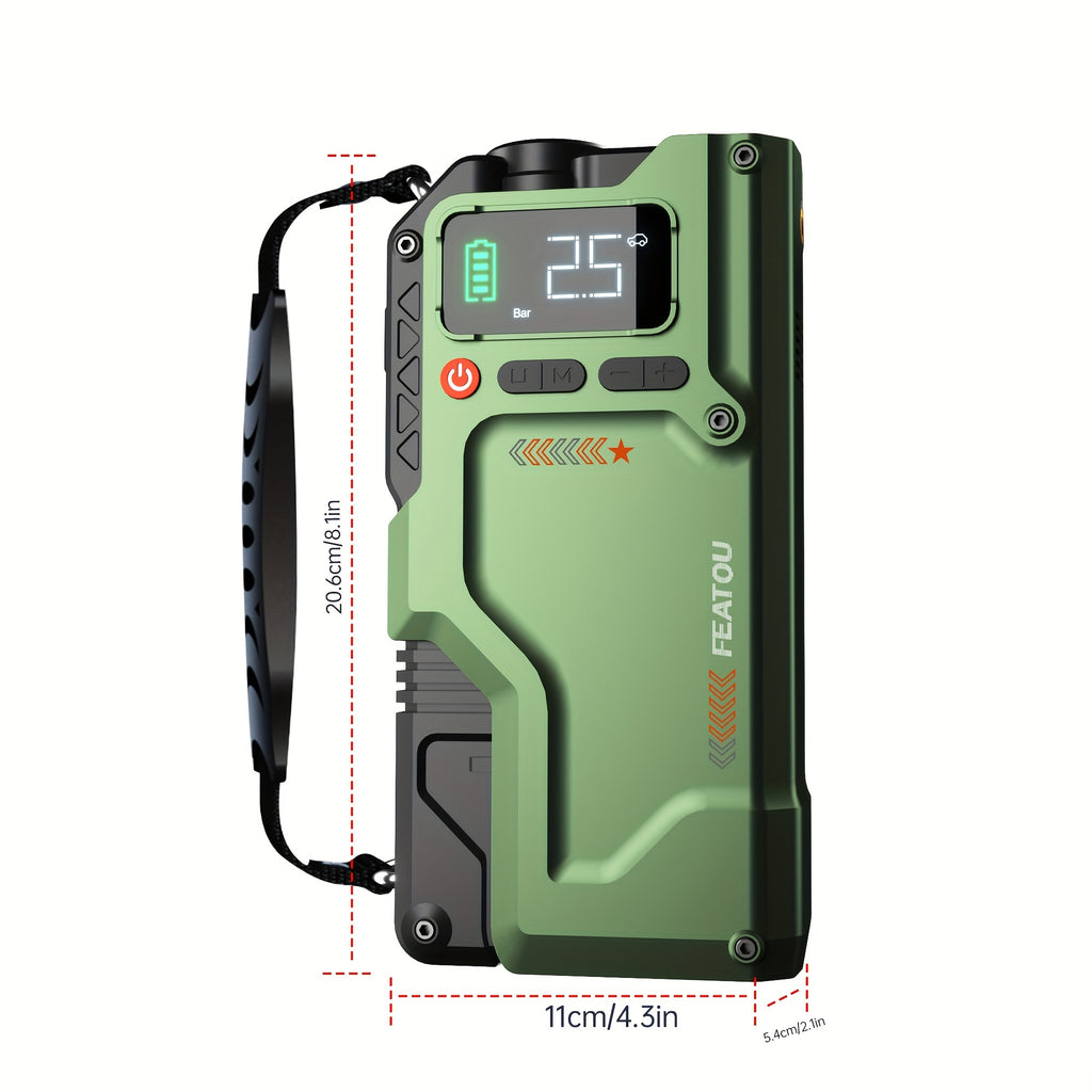 Heavy Duty Jump Starter with Air Compressor 9in 1 Jump Starter, 9000A Heavy Duty Jump Starter (for 2.64gal GasOr 2.38gal Diese)Battery Charger with Intelligent Safety Jumper Cable, Start Power Supply with Air Compressor, 9000AOr8000A Is Optional
