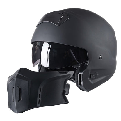 Motorcycle Full Face Helmet Open Face Helmet with Smoked Shield (Detachable Visor & Face Mask)