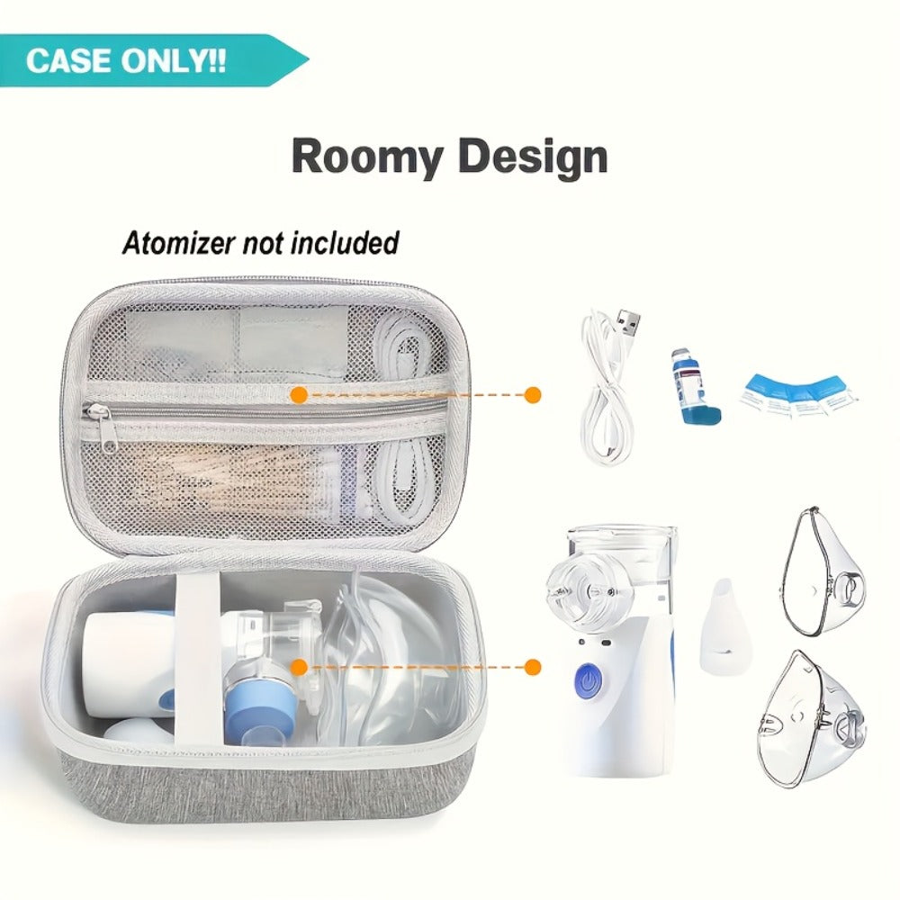 EVA Hard Shell Storage Bag Multi-Compartment Travel Case for Facial Steamer Nebulizer Humidifier Pore Vacuum Cleaner — Portable Beauty Device Organizer with Pockets White
