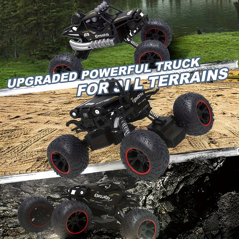 High Speed RC Off-Road Truck for Boys 6 8 10 – Large 4WD All-Terrain Remote Control Car USB Rechargeable Battery 2.4GHz Racing Vehicle Birthday Christmas Gift Kids Black Red
