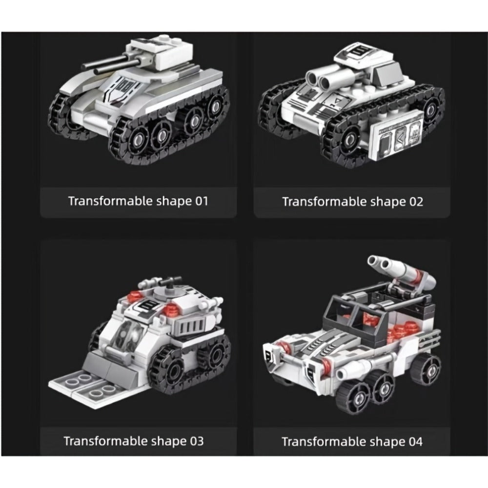 Snow Tank Building Block Set 8-in-1 1628pcs – 9 Variable Military Armored Vehicle Models, Premium ABS DIY Construction Kit for Adults & Teens Ages 14+, Birthday Christmas Halloween Gift