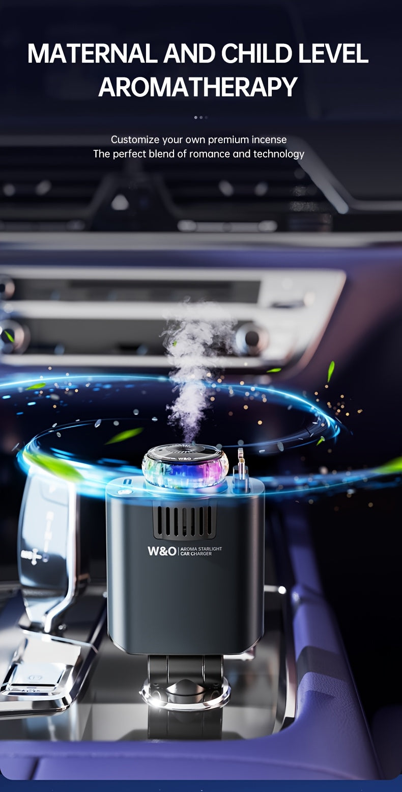 Perfume Is Sold Separately,New Aromatherapy Car Charger,3-in-1 Retractable Car Charger with Starlight Projector, Fast Charging Car Phone Charger with 2.6ft Retractable Cable and USB-C Port, for IPhone17/16 MaxforGalaxy S26/25