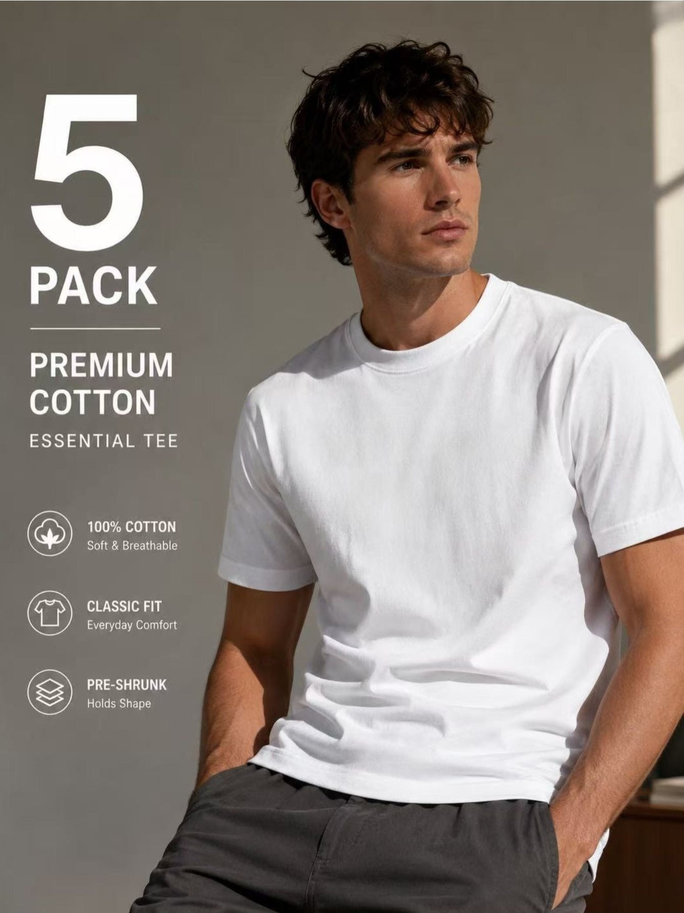 Men's Classic T-Shirt - Crew Neck Short Sleeve