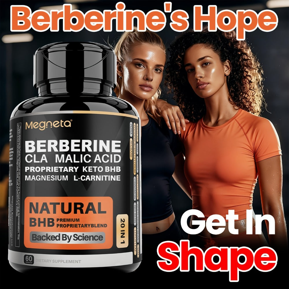 Keto BHB Weight Loss Capsules 20-in-1 with L-Carnitine CLA Berberine Malic Acid — Fat Burn Insulin & Liver Health Support | 60 Capsules 30-Day Supply | Advanced Metabolic Formula