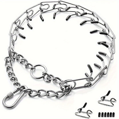 Prong Training Collar for Dogs with Rubber Tips – Adjustable Metal Pinch Collar for Small Medium and Large Breeds S & M
