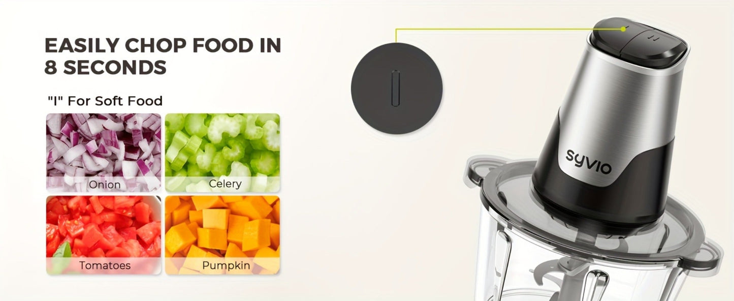 Mini Food Processor 450W with 2 Bowls – Electric Food Chopper, 4 Bi-Level Blades, Meat Grinder for Baby Food, Meat, Onion & Vegetables, 2 Speed